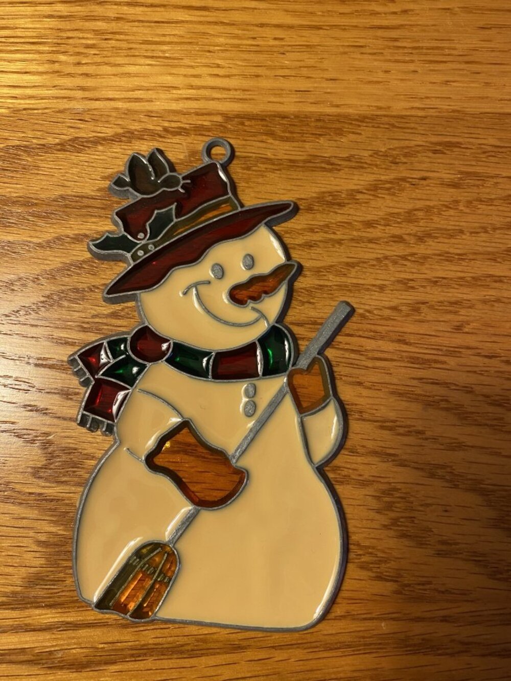 Vintage Christmas Stain Glass-Like Window Decor-Snowman